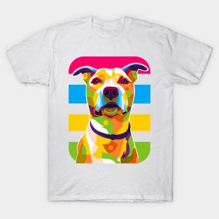 Pit Bull Dog Portrait Colorful Pop Art T-Shirt